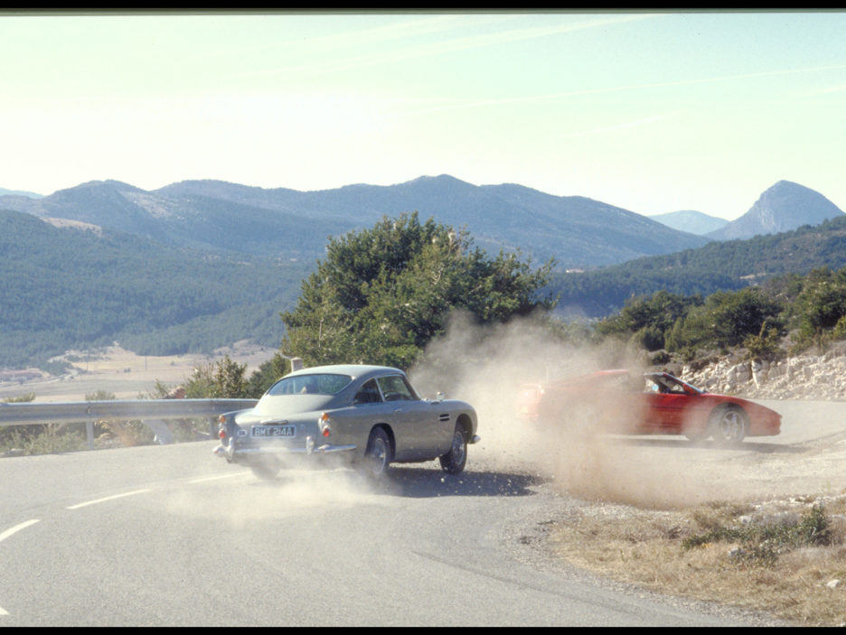 James Bond chases Xenia Onatopp through France, he in his Aston