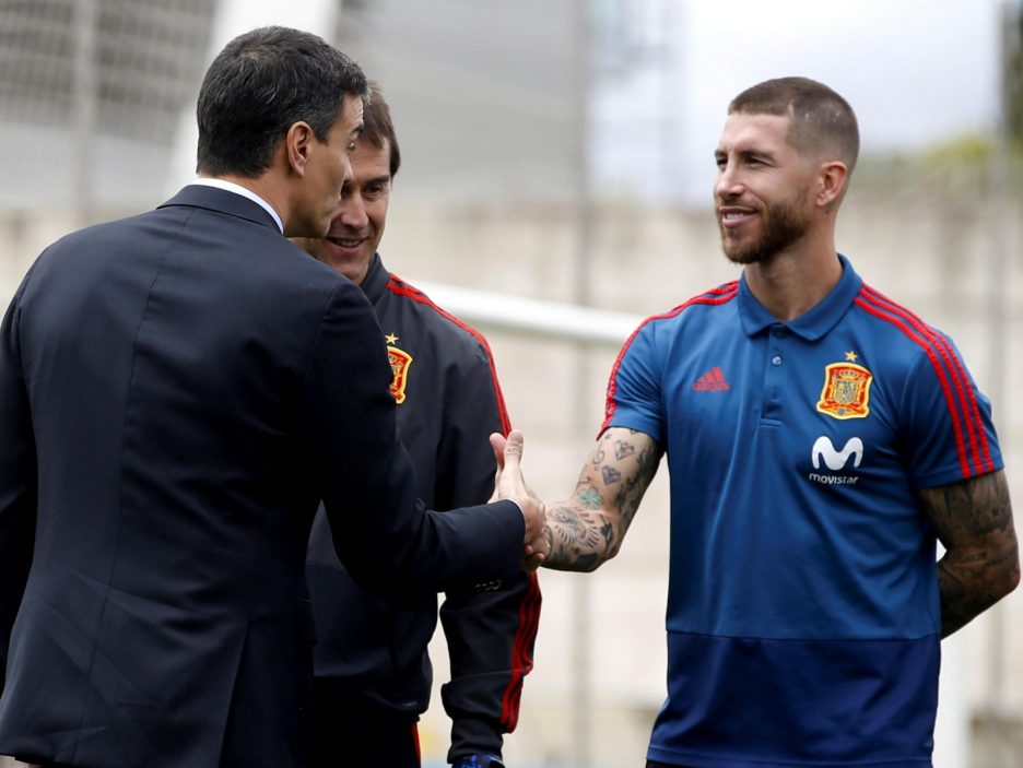 Prime Minister Pedro Sanchez visits Spain national team